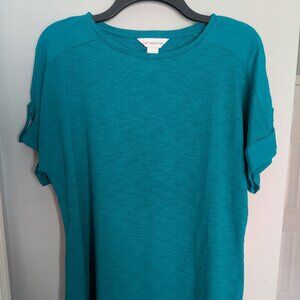 Liz Clayborne Teal T-Shirt Top Sz L